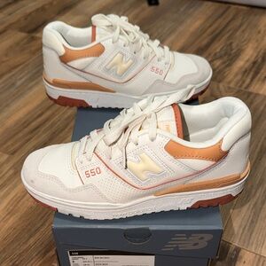 New Balance 550 White and Peach Sneakers